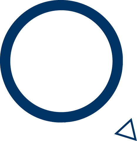 Icono de un circulo y triangulo azules sobre fondo transparente